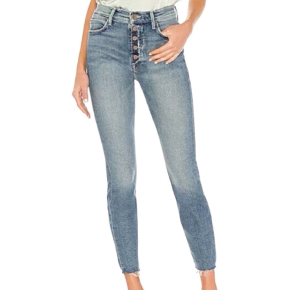 NWOT MOTHER The Fly Cut Stunner Ankle Fray – Night On A Shiny White Vespa Sz 28